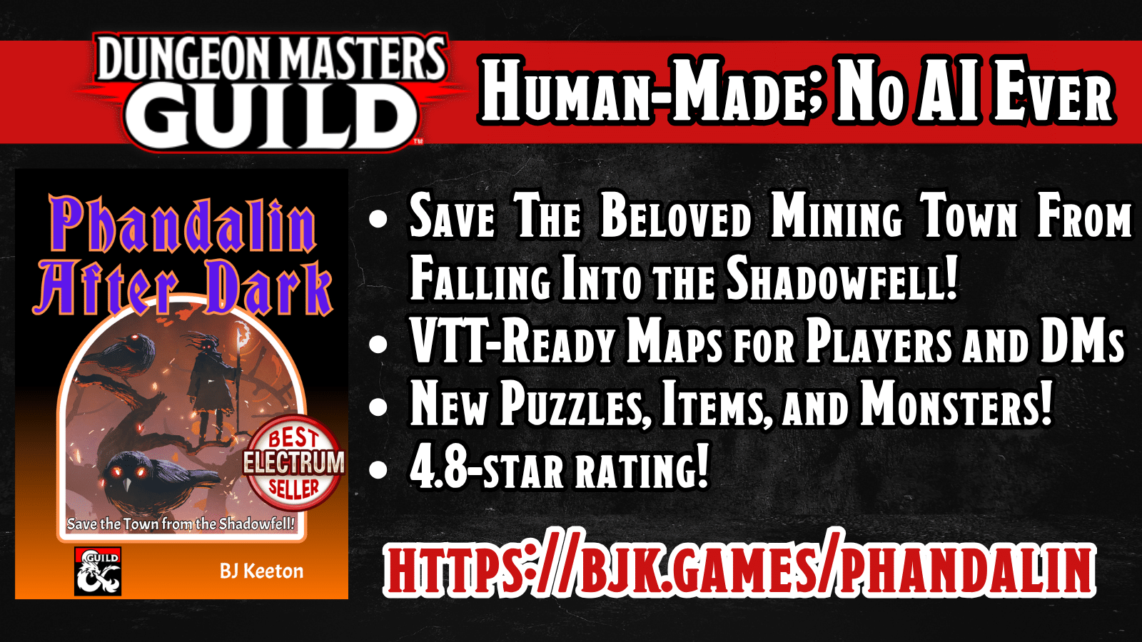 DMsGuild Promo - Phandalin Promo Banner of DMsGuild adventure Phandalin After Dark
